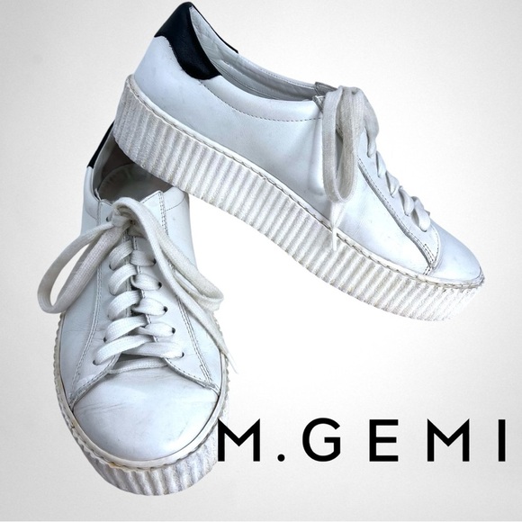 M. GEMI The Palestra Due Women’s White Sneaker Size 37.5/ 7.5 Made in Italy - Picture 1 of 8